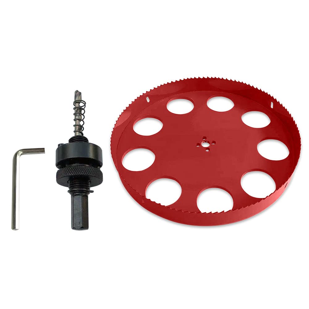 TUNEZ® Sierra perforadora M42 bimetálica con árbol hexagonal y brocas de metal centrado, kit de sierra de corona para madera, metal, yeso y chapa de hierro, tubo de plástico (290 MM)