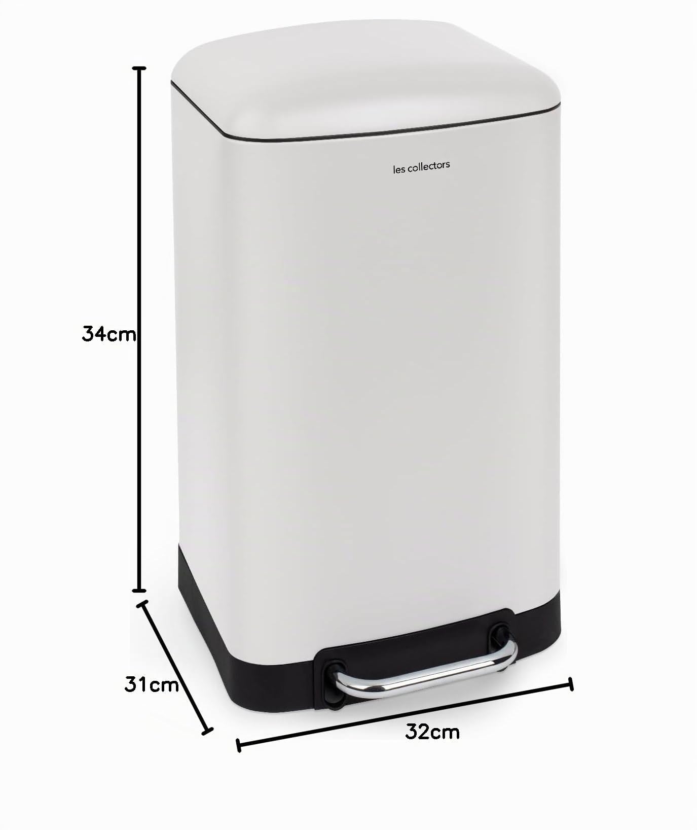 Les Collectors, Cubo de basura de cocina a pedal, Acero inox N°728, Capacidad 30L, Compatible con Bolsa de 30L, Cubo interior extraíble, Resistente, Cierre de tapa silencioso, Acabado mate, Blanco