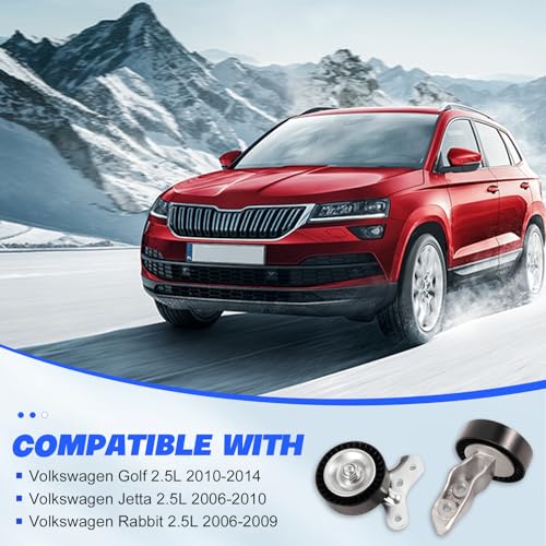 Image of 38314 38315 Belt Drive Tensioner,Idler Pulleys,Serpentine Drive Belt Fit for VW /Volkswagen Golf 2010-2014 2.5L /Jetta 2006-2010 2.5L /Rabbit 2006-2009 2.5L,Replace K050418 K050364 07K903315G