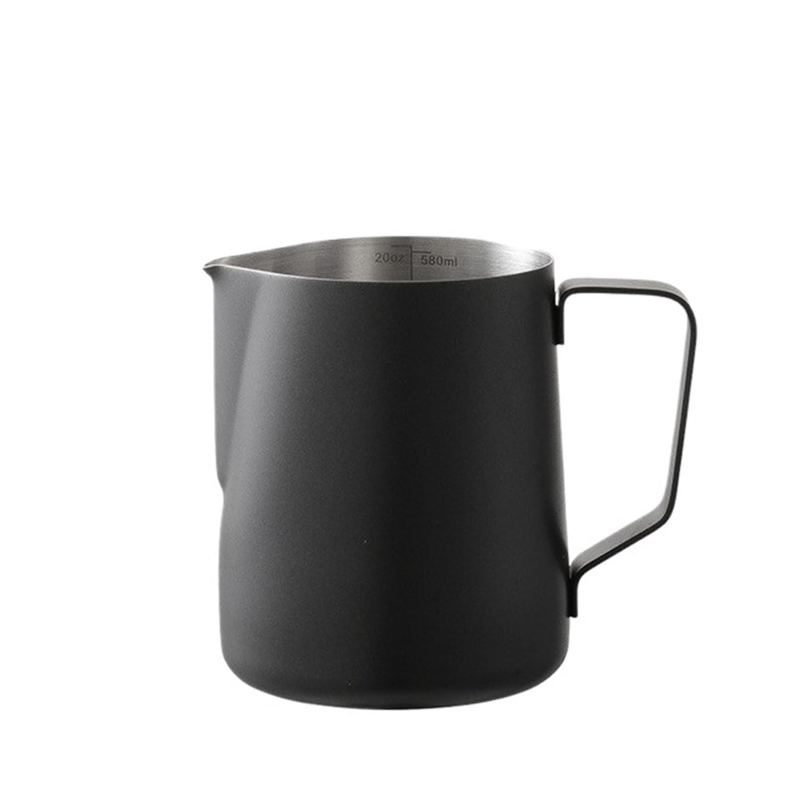 2 Stück Edelstahl V-Mund Milchaufschäumkrug Schaummilchkännchen Kaffeeutensilien Barista Craft Milchblasenglas Familiencafé(Black,350ml)