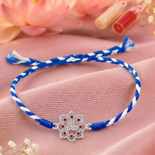 Image of Unniyarcha 925 Sterling Silver God Blessings Rakhi for Men | Certified Silver Raksha Bandhan Rakhi for Brother