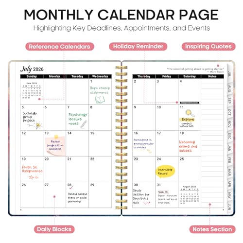 Planner 2026-2027, Academic Year Weekly and Monthly Calender Planner, from Jul 2026 - Jun 2027, Spiral Bound School Planning Book, Perfect for Teacher, Student, Women & Men, A5 (6.3" x 8.5"), Sunset - Image 3