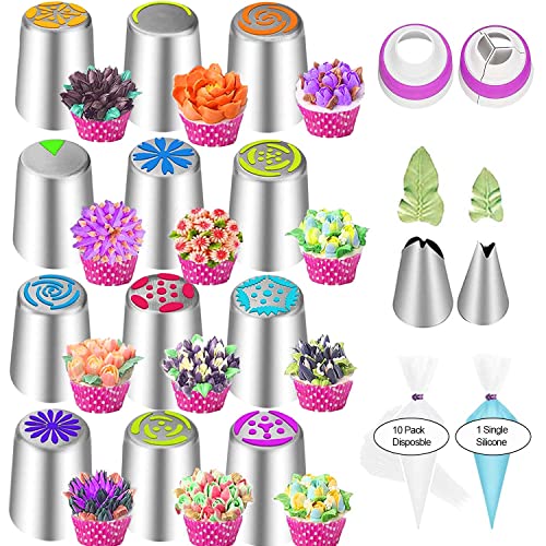 Gemlon 88pc Russian Piping Tips Set – Extra Large Flower Tips – Cake Decorating