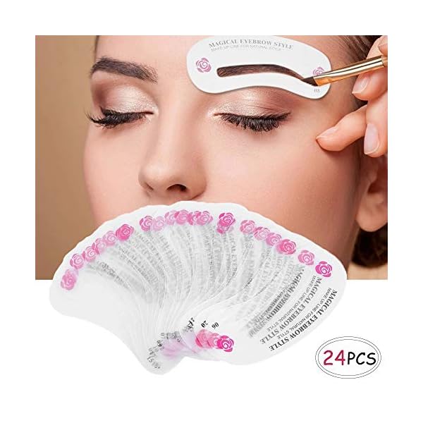 24 PCS Eyebrow Shaping Stencils, Kalolary Eyebrow Grooming Stencil Kit Shaping Templates DIY Tools for Eyebrows Shaping