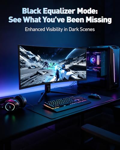 Image of KOORUI 34 inch Ultrawide Curved Gaming Monitor, 240Hz, WQHD 3440x1440, 1500R Immersive Display, Adaptive Sync, 1ms, DIC-P3 98%, HDR400, HDMI 2.1 /DP 1.4, VESA, for PC Gaming, Work & Play