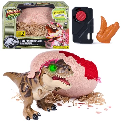 Image of Primal Hatch Jurassic World Interactive T-Rex Toy Dinosaur Egg | Interactive Dino Figure, Realistic Hatching Experience, 100+ Sounds & Reactions, Train & Feed, Gifts for Kids Ages 5+