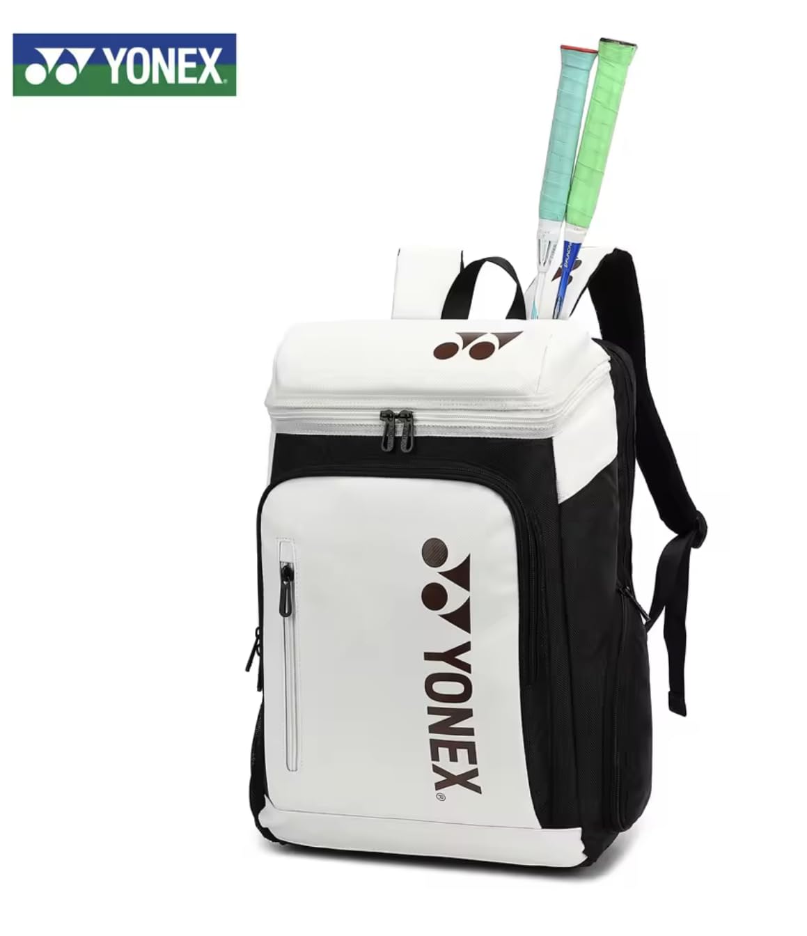 YONEX Bolsa Deportiva de Raqueta para Bádminton y Tenis, Compartimento Separado para Zapatos, Blanco y Negro