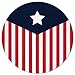 Tapis rond de 1,5 m de diamètre - Motif drapeau américain et étoile blanche - Doux pour intérieur/salon/chambre/salle de jeux/cuisine - Rayures rouges et blanches - Envers en caoutchouc antidérapant