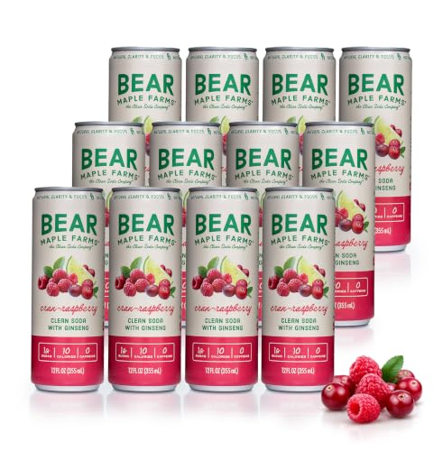Bear Maple Farms Cran-Raspberry Healthy Soda | Hydroponically Brewed, 12 PK
