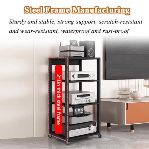 Armoire AV réglable en hauteur support audio 7 niveaux en métal pour salon et bureau