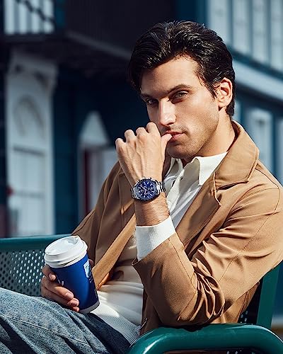 BY BENYAR Watches Men Analog Chronograph Quartz Waterproof Backlit Date Business Watch Casual Designer Watches Elegant Gift for Men White Bronze Strap