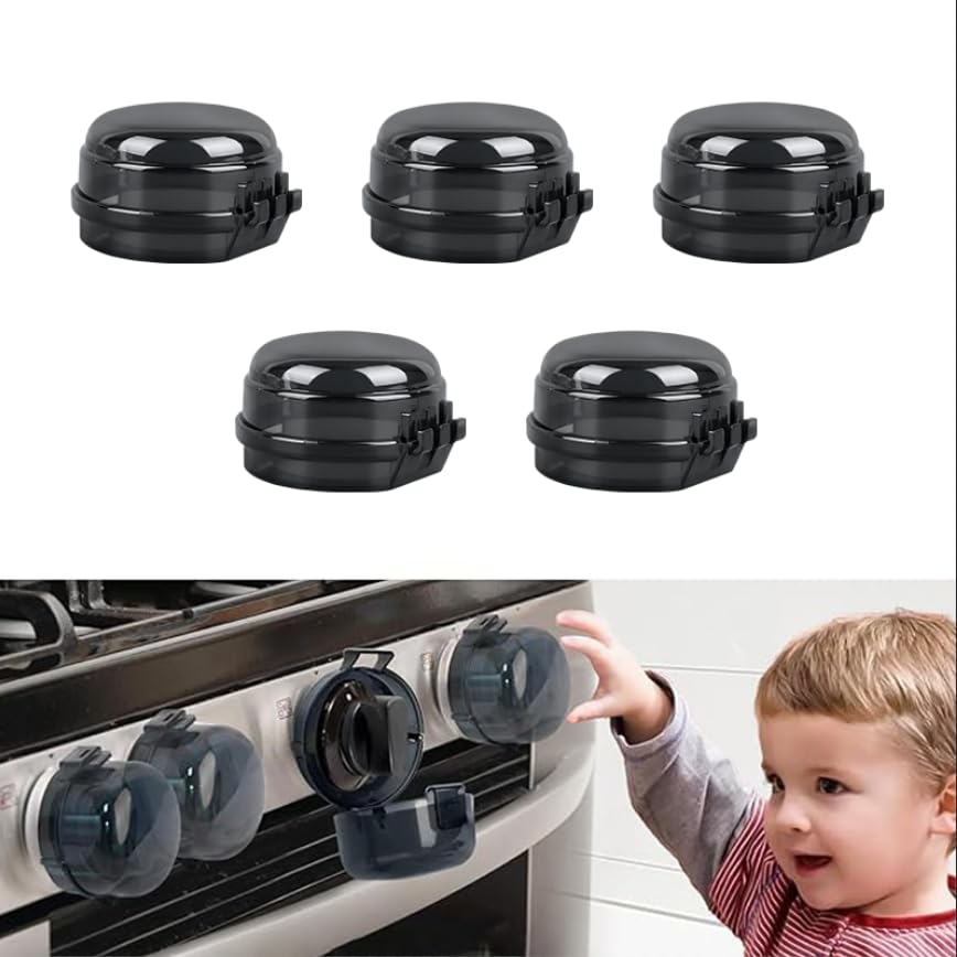 5 Stove knob Covers, Protect Children/Pets with Anti-Theft Locks for ovens/stoves/Gas stoves, (Suitable for 2.4-inch Diameter)