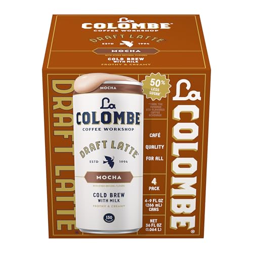 La Colombe Mocha Draft Latte - 9 Fluid Ounce, 4 Count - Cold-Pressed Espresso and Frothed Milk + Dark Chocolate - Made With Real Ingredients - Grab And Go Coffee