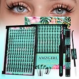 Lash Clusters Kit 168pcs Manga Lash Extension Kit Anime Cluster Lashes Natural Look with Waterproof Lash Bond and Seal Lashes Wet Look Ultra-Thin Invisible Lash Band(Autumn Leaves-Kit,D-10-18mm)