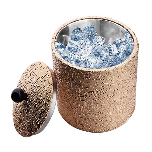 Secchiello per il ghiaccio Secchiello per vino Secchiello per ghiaccio isolati in cuoio oro in cuoio oro da 1,2 litri con pinze di ghiaccio bonus Pinza durevole in acciaio inox Vasche per bevande per