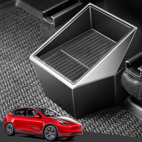 Image of Rear Trash Can for Tesla Model Y 2021-2025,Rear Center Console Organizer Storage Box Garbage Can Bin for Tesla Model Y Accessories,Cybertruck Style Under Seat Garbage Can