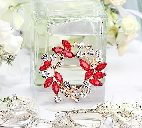 Image of Gyn&Joy Clear Crystal Rhinestone Floral Wreath Pin Brooch BZ005