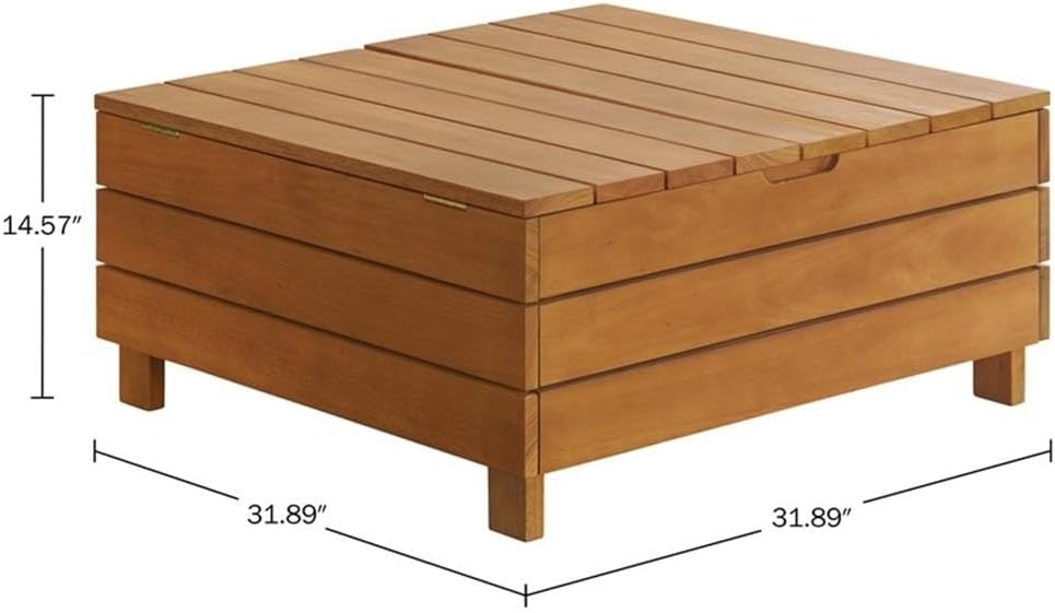Eucalyptus Wood Outdoor Coffee Table with Lift Top Storage