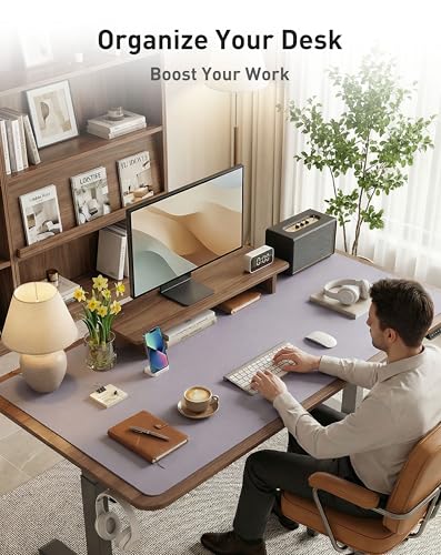Image of Aothia Faux Leather Desk Mat - Large Mouse Pad, Non-Slip PU Leather Blotter, Waterproof Writing Surface for Office and Home (Lavender, 40 inch x 24 inch)