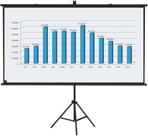 LoiYtrd Schermo di proiezione Schermo di proiezione Manuale Schermo di Visione di Film con treppiede Antirughe(60Inch 16:9)