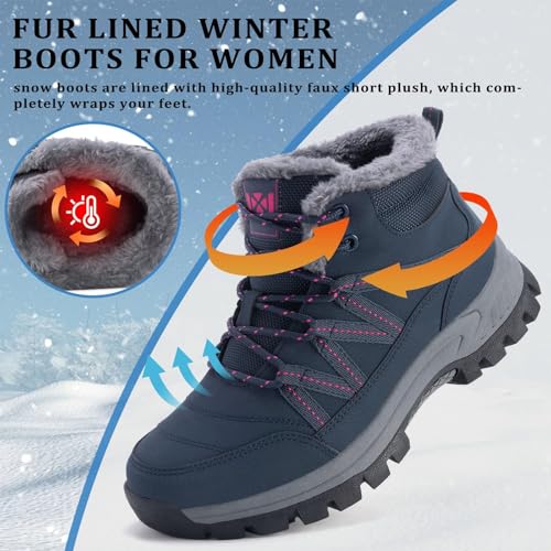 Moodeng Women Winter Boots Warm Comfortable Outdoor Ankle Boots Lace Up Hiking Boots Non-Slip Trekking Shoes2