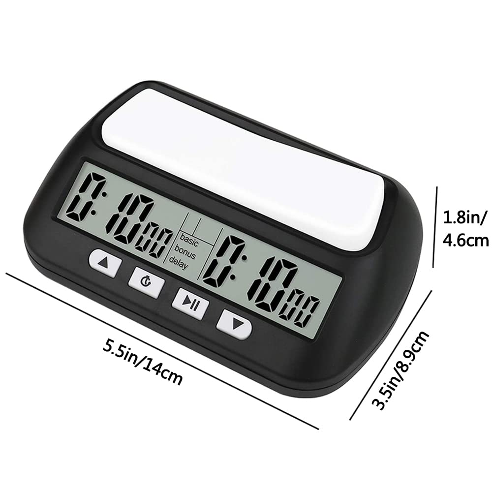 Horloge d'échecs numérique professionnelle pour jeux de société avec alarme (Noir)