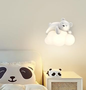 Sleeping Bear Cloud Wall Light Cute Cartoon Cloud Wall Lamp Wall Lighting Fixture Decorative Wall Light Lampshade Children's Room Wall Lamp for Bedroom, Living Room, Corridor