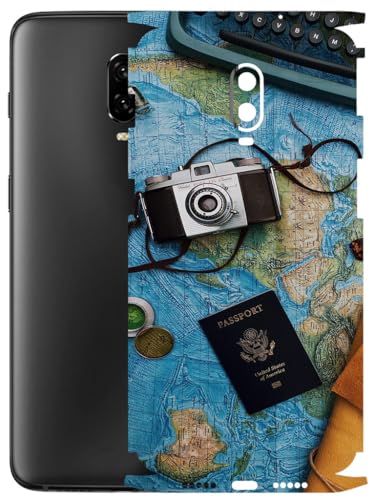 Image of AtOdds - Full Body Back Screen Guard Protector Film - Lamination Wrap Skin Sticker Compatible with ONEPLUS 6T | Scratchproof Matte Finish (Travel Map)