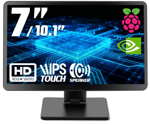 Image of KOGODA 7-inch Mini Monitor with Touchscreen for Raspberry Pi, Portable Small Computer Monitor, 5-Points Capacitive Touch 1024 x 600 IPS LCD HDMI Display for Mac mini Gaming Console Home Assistant