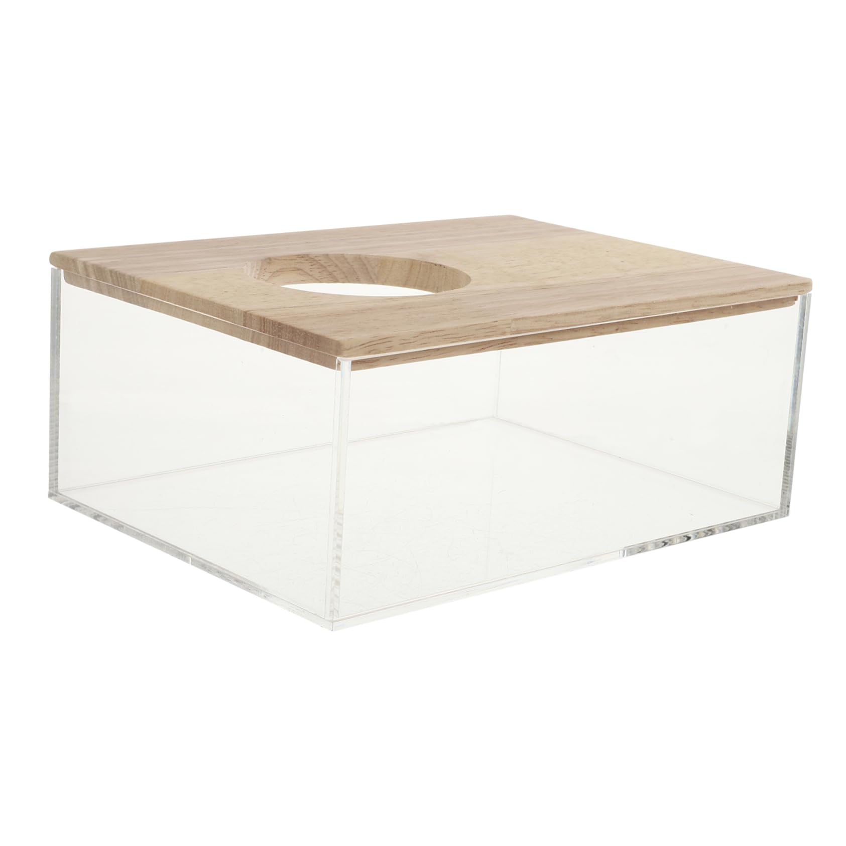 TOYANDONA Hamsterbadewanne Leicht und Sicher Multifunktions aus Acryl und Holz als Sandbad für Kleintiere für Zuhause und Tierladen