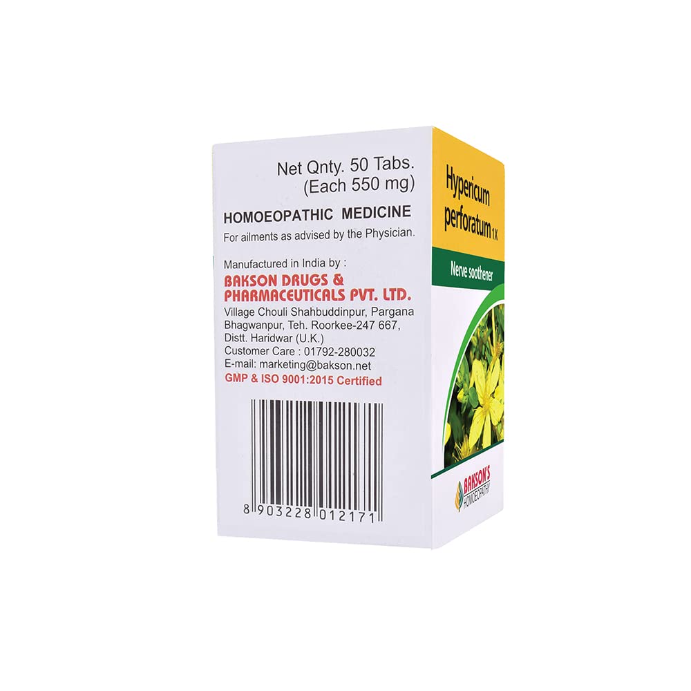 Dr. Bakshi's BAKSON'S HOMOEOPATHY HYPERICUM PERFORATUM -1X-50TAB (Pack of 2) - Image 2 thumbnail