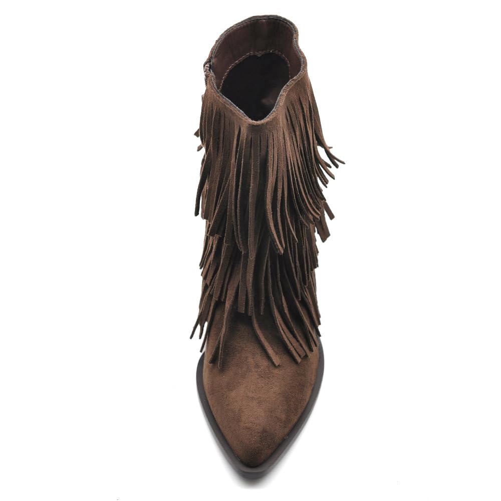 IF Texani Cowboy Western Scarpe da Donna Stivali Stivaletti Frange Camperos Etnici ML523