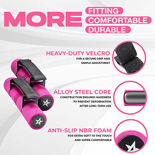 Yes4All 2lbs Adjustable Dumbbell Hand Weights Set Of 2 for Women's Walking or Travel Exercise with Adjustable Straps, Foam Cover, and Color Coded Weight, Anti Slip by Yes4All - Image 2