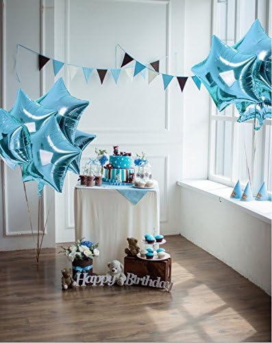 Miniatura 2 de Treasures Gifted Globos de estrella azul bebé, globos de estrella de Mylar azules, globos de papel de aluminio de estrella azul, globos de Mylar de