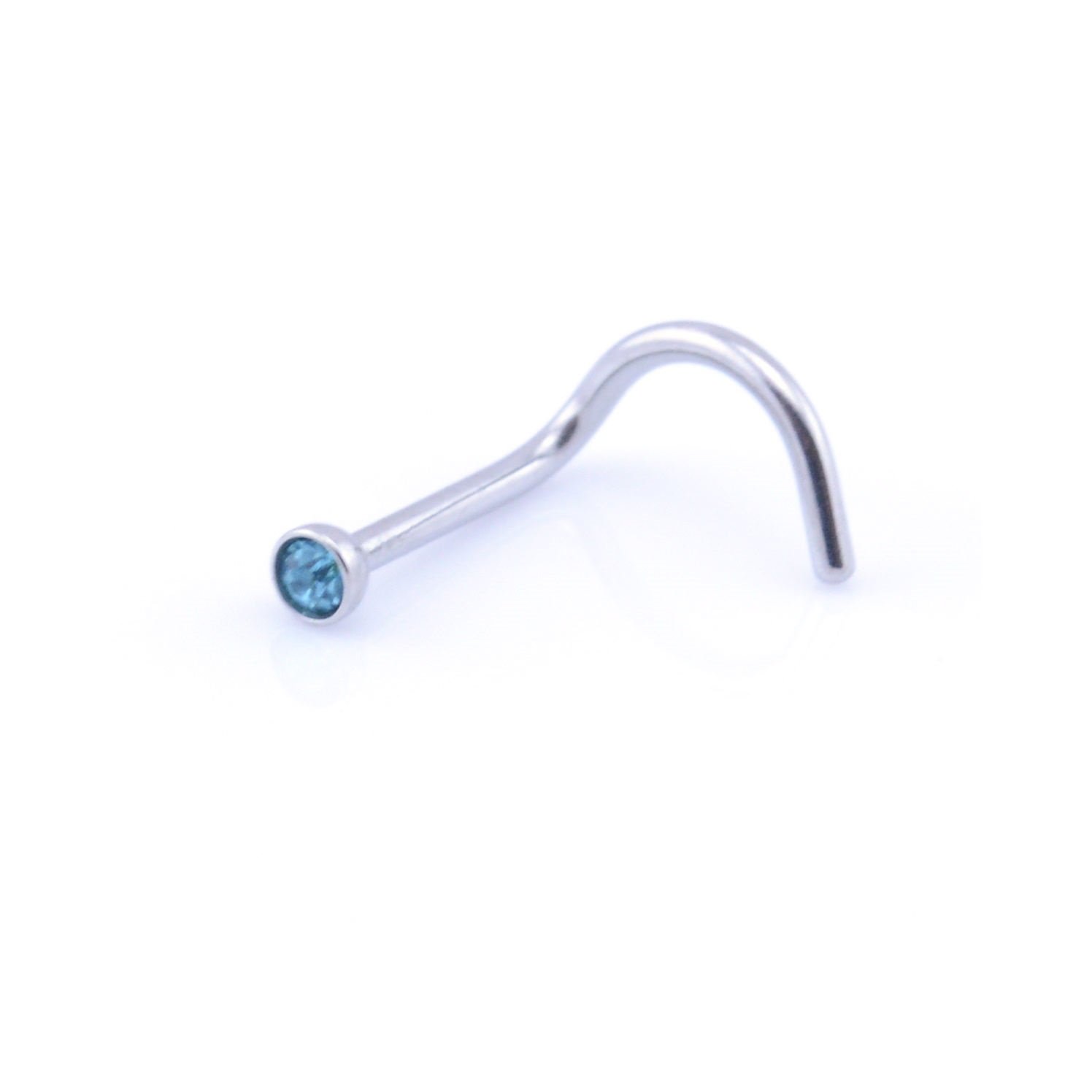 Vault 101 LimitedSurgical Steel Nose PIN Ring Stud Bone Nose Screw with Crystal GEM Stone