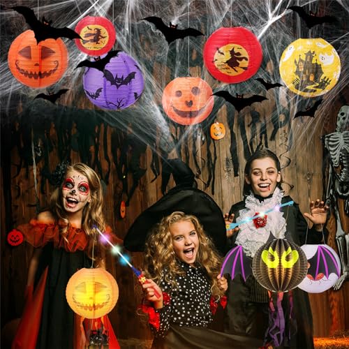 Laternenstäbe mit LED für Kinder – 4er Set für St. Martin und Halloween