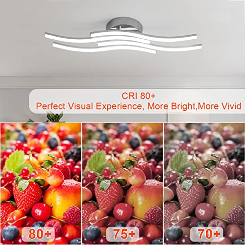 Goeco Modern Led Ceiling Light 4-Light 24W 2200Lm Led Ceiling Light Fixture Curved Design, 4000K Flush Mount Ceiling Lamp For Hallway, Kitchen, Bedroom, Living Room 110V (Natural White) #TOP4