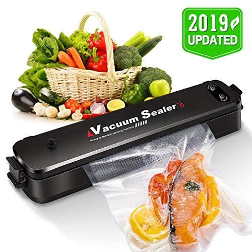Machine Sous Vide, ERAY Appareils de Mise Sous Vide Automatique Portable pour Sceller Aliments, 2 Fonctions/LED Voyants/ 15 Sacs Fournis 20x25cm - Noir