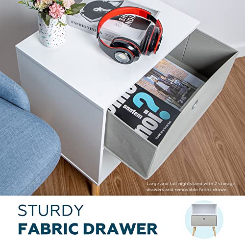 Yusing Nightstands Set Of 2, Bedside Table With Fabric Storage Drawer And Open Shelf, Bedside Furniture & Accent End Table Chest For Bedroom, Living Room #TOP5