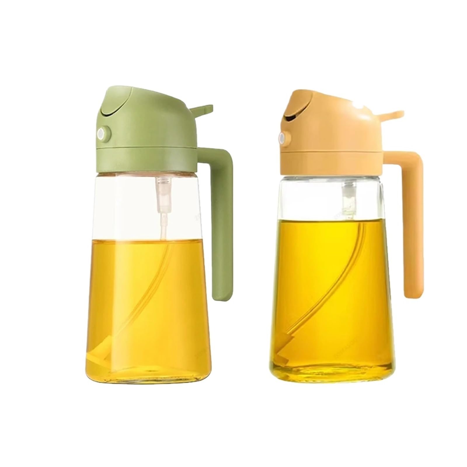 Rozpylacz oleju kuchennego, Dozownik Oleju 2 W 1 Z Rozpylaczem Nalewak Butelka Pojemnik Parownik Do Kuchni Sałatka Grill Gotowanie Na Kempingu(Green Yellow)