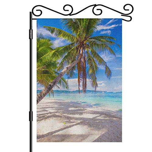 AOYEGO Palm Trees on Tropical Beach Small Garden Flag Vertical Double Sided 12.5 x 18 Inch Vibrant...