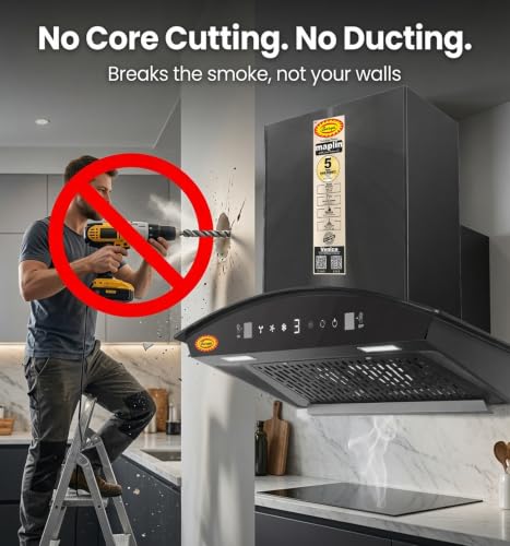 Image of Filterless Kitchen Chimney Model Ductless Venice in 75 cm with Auto Clean Filterless