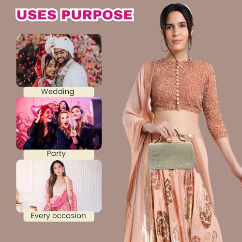 Image of SLARA Women's Evening Clutch Bag for Women, Glitter Pattern, Crystal Clasp Handbag, Perfect for Weddings, Parties, and Special Events