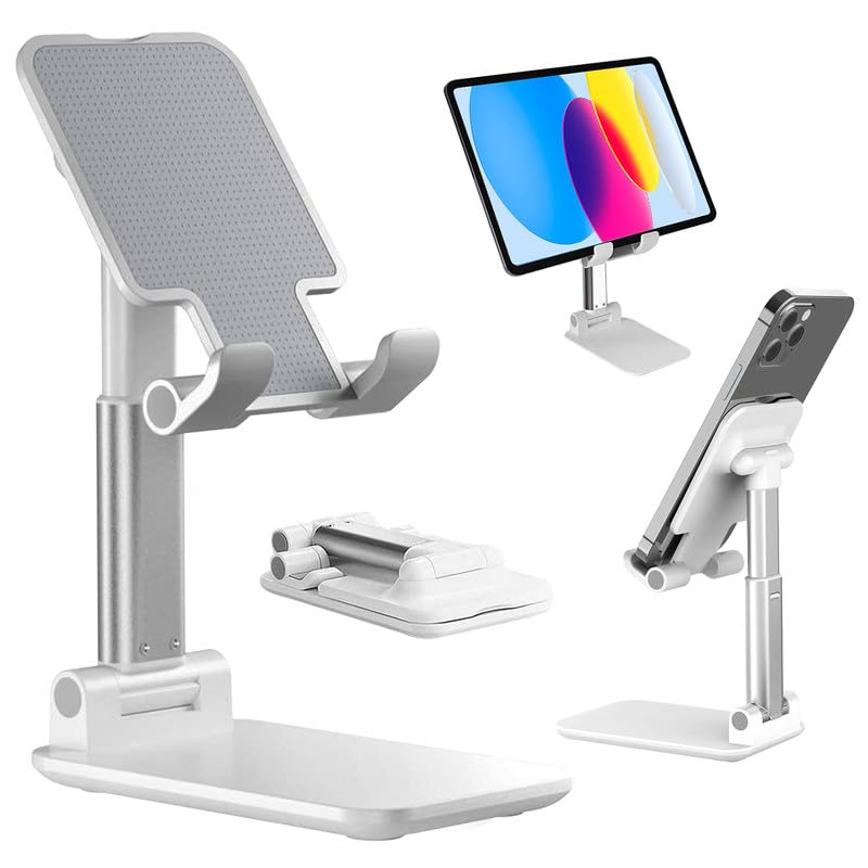 Robustrion Tablet Stand/Mobile Stand for All Smart Phones/iPad/Tablets/e-Readers [Foldable] with [Adjustable Height] - White (B0CJHYQ7RR) Amazon Price History, Amazon Price Tracker