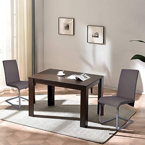 Preisvergleich Produktbild Mingone 2er Set Esszimmerstuhl Küchenstuhl Schwingstuhl Stoffbezug Freischwinger Design Metallgestell in Chrom (Dunkel Grau)