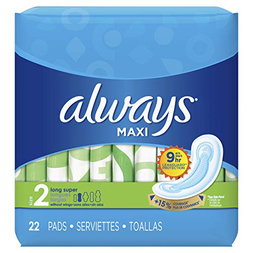 Always Maxi Unscented Pads without Wings, Long/Super, 22 Count - //coolthings.us
