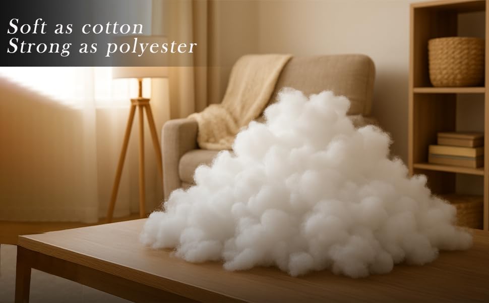 Image of Soft Fiber 1kg | Racron Polyester Fibre 1 Kg Synthetic Cotton Filling for Cushion, Pillow, Teddy Bear, Toy Stuffing (1000gm)
