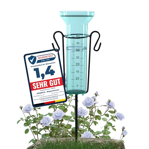 Oramics Regenmesser mit Erdspieß aus Metall – 75 cm – Regenmengenmesser bis zu max. 40 mm/m² mit großer Skala, Wetterstation um Regen zu messen, Wassermesser für Garten und Terrasse Oramics Regenmesser mit Erdspieß aus Metall – 75 cm – Regenmengenmesser bis zu max. 40 mm/m² mit großer Skala, Wetterstation um Regen zu messen, Wassermesser für Garten und Terrasse