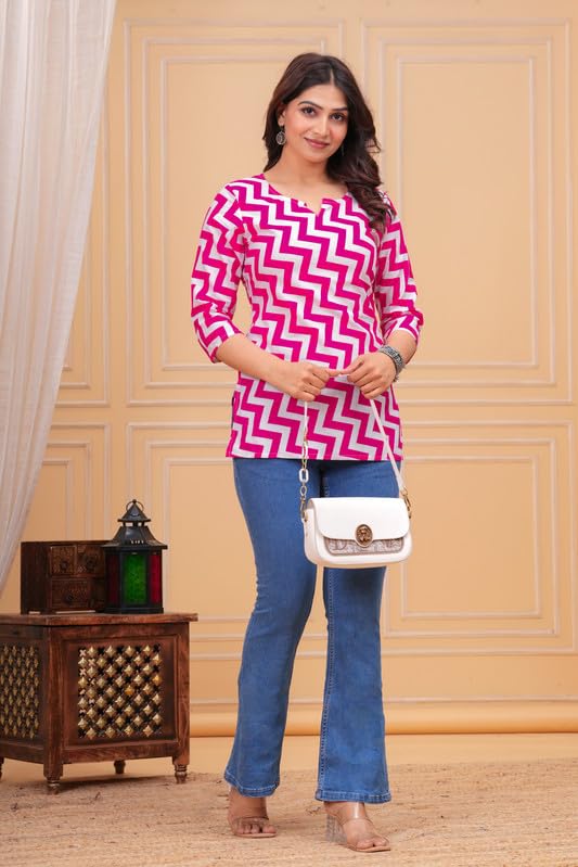 Image of SIROTA Rayon Short Top for Women | Tunic for Jeans | Western Short Kurti | Stylish Straight Ladies Kurta | Ethnic Kurta for Girls