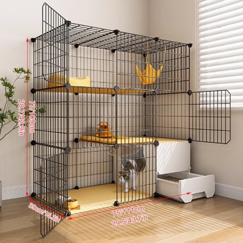 Cage pour chat intérieur avec bac à litière intégré modulable - 3